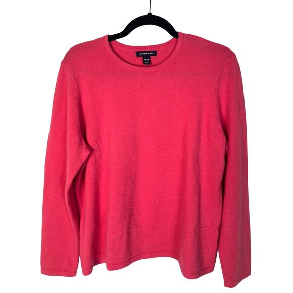 Lands' End Womens XL Petite Italian CASHMERE Sweater Crewneck Dark Hot Pink EUC! - Picture 2 of 6